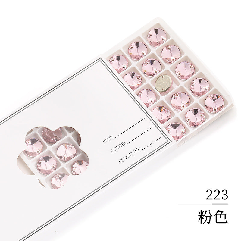 Flat Bottom Hand-Sewn Diamond K9 Satellite Round Flat Buckle Double Hole Punched Hand-Sewn Diamond Wedding Dress Apparel Accessories Super Flash Satellite