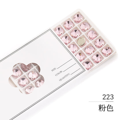 Flat Bottom Hand-Sewn Diamond K9 Satellite Round Flat Buckle Double Hole Punched Hand-Sewn Diamond Wedding Dress Apparel Accessories Super Flash Satellite