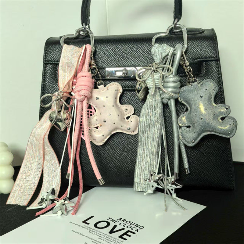 Three-dimensional cartoon three-dimensional leather giraffe pattern bear keychain bag pendant