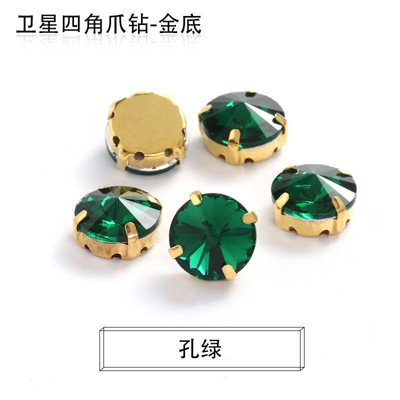 Xichuan new gold background satellite square corner hand sewing drill claw drill DIY clothing collar dress accessories material wholesale