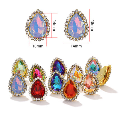 Double-layer waterdrop sunflower flower flower plate diamond buckle, hand-stitched rhinestone, thickened gold holder, glass diamond, clothing, shoes, bags, DIY accessories