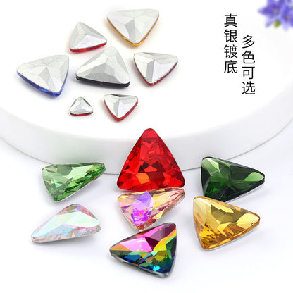 Pointed bottom triangular diamond, irregular rhinestone phone case, diamond attachment, diamond apparel, clothing, shoes, bags, crystal jewelry, accessories, pointed bottom triangular diamond