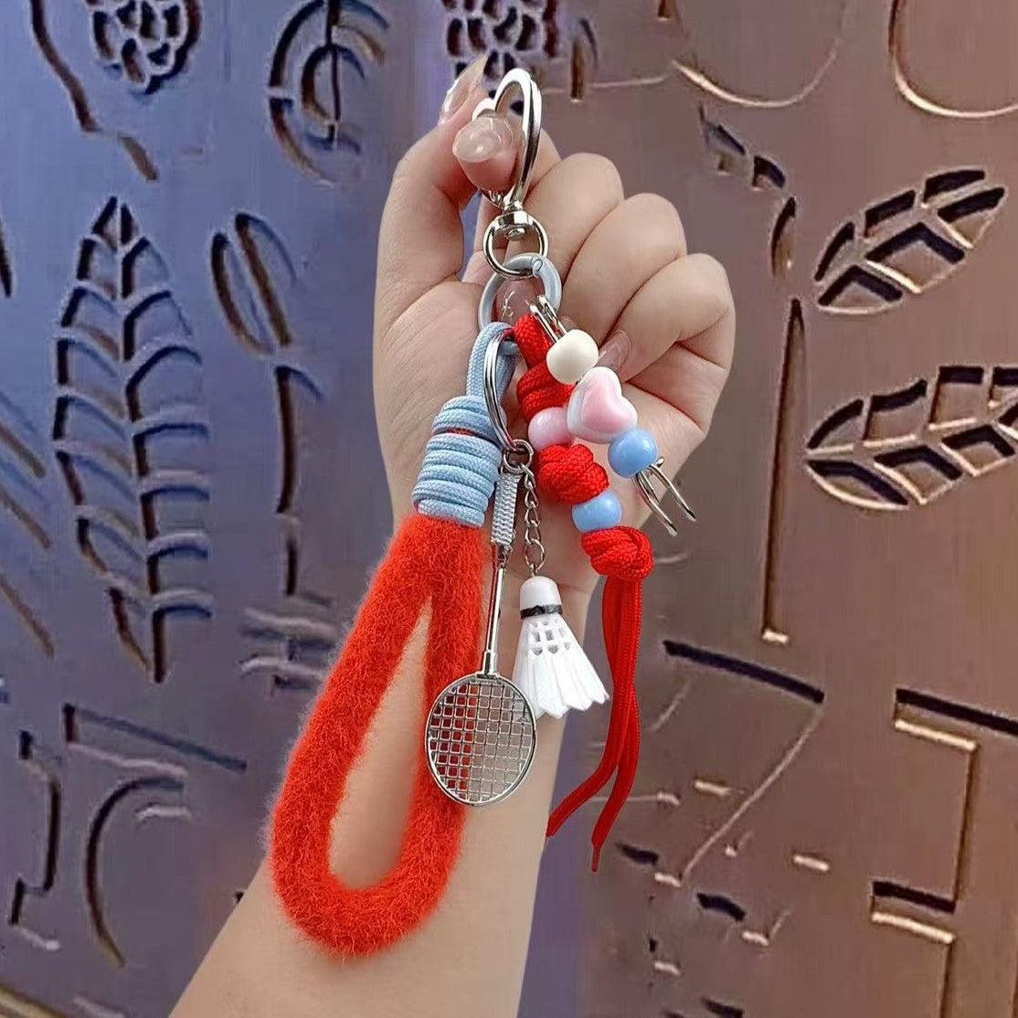Creative miu badminton bracelet keychain pendant couple car key chain school bag pendant gift