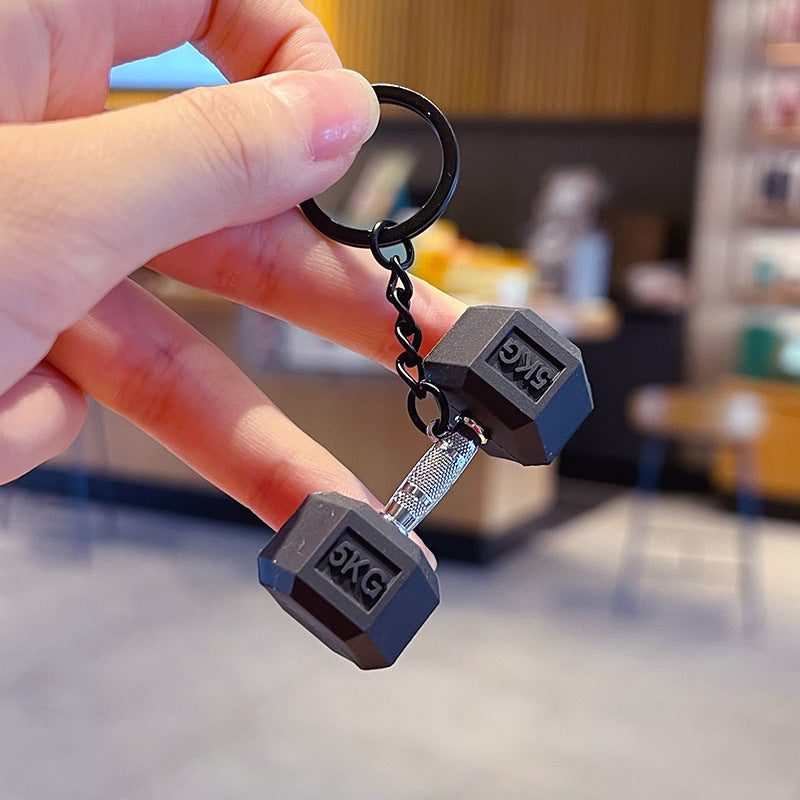 Creative Mini Fitness Barbell Piece Keychain Pendant Couple Car Bag Keychain Sports Small Pendant Wholesale