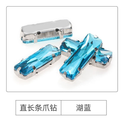 Xichuan Straight Long Claw Rhinestone Glass Hand-Stitched Diamond DIY Accessories Shoe Bag Handmade Materials White K with Claw Diamond