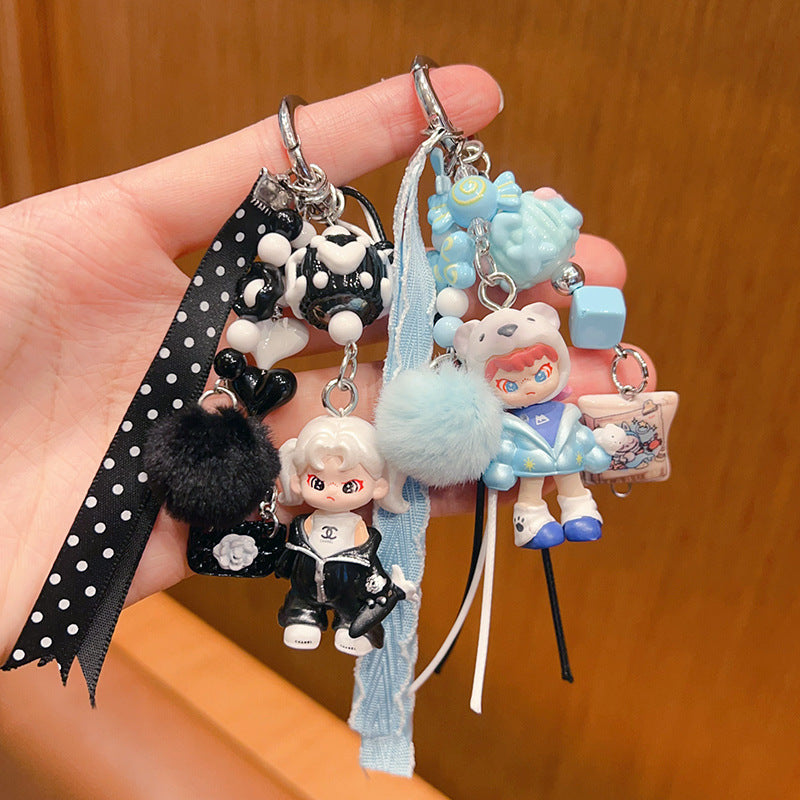 Handmade DIY doll next door girl bubble keychain pendant girl cute miu series bag doll pendant