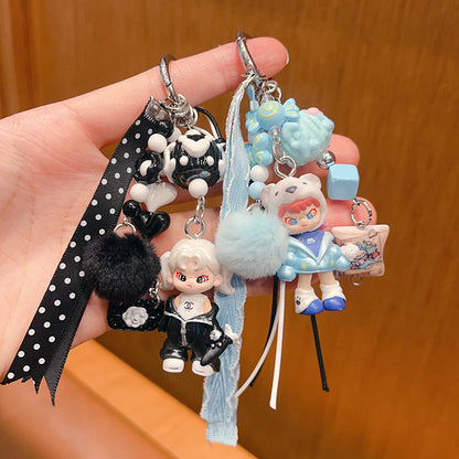 Handmade DIY doll next door girl bubble keychain pendant girl cute miu series bag doll pendant