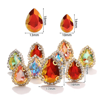 Waterdrop edge claw claw diamond light color crystal buckle thickened sole support, manual perforation, hand-stitched diamond shoes, hats, clothing, and accessories