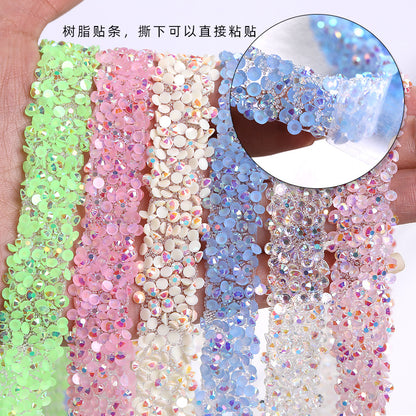 Jelly color resin drill strip adhesive self-adhesive hot iron drill rhinestone crafts clothing accessories accessories resin drill belt