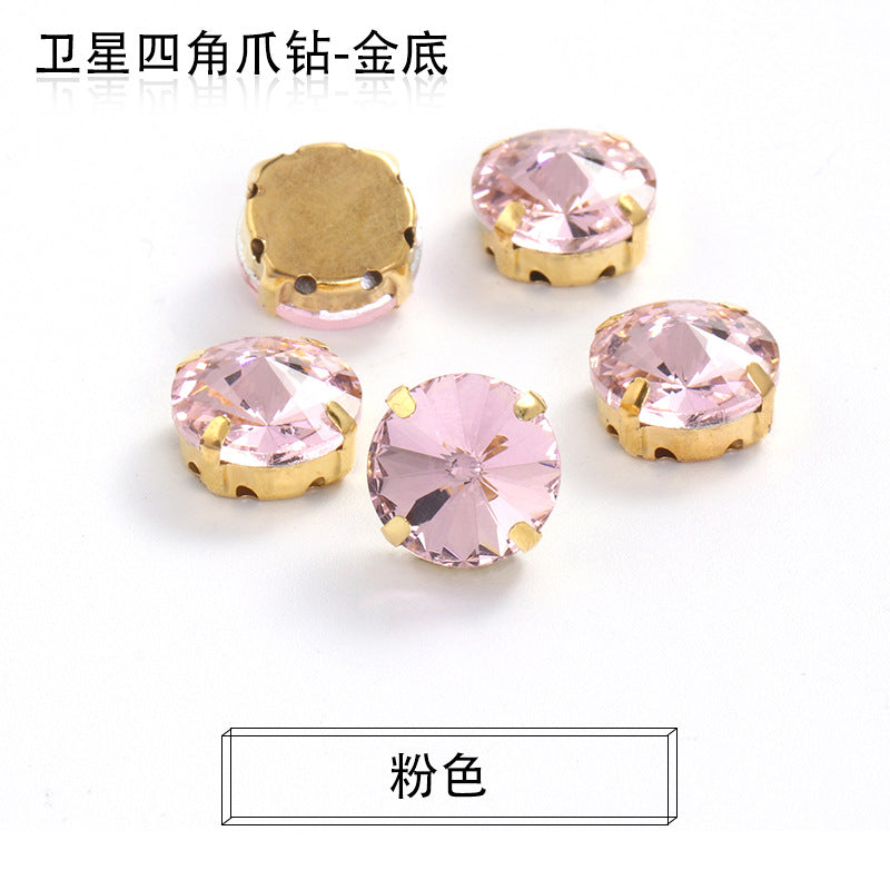 Xichuan new gold background satellite square corner hand sewing drill claw drill DIY clothing collar dress accessories material wholesale