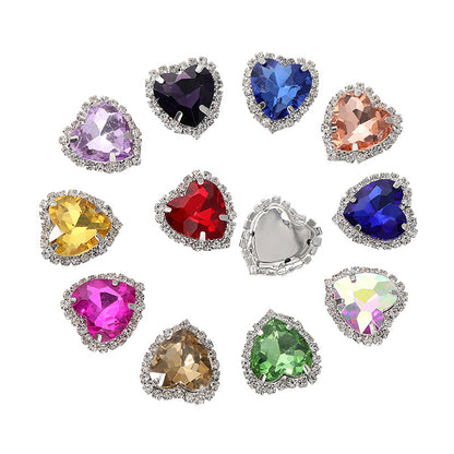 Heart-Shaped Crystal Claw Rhinestones - Hand-Sewn Hat Shoe Accessories Crystal Buckles