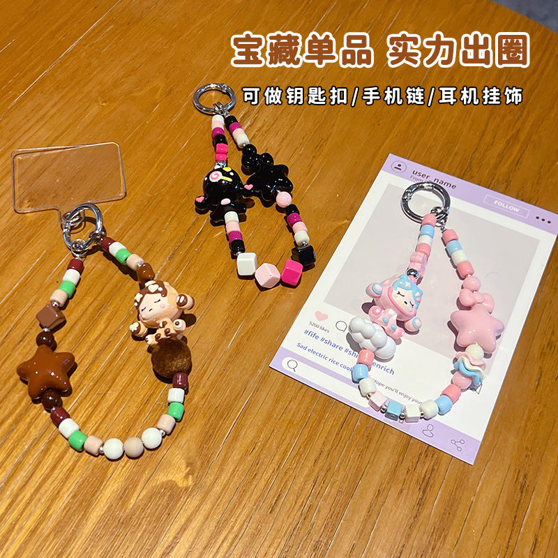 Handmade DIY bubble sitting posture cute baby beaded mobile phone chain small pendant bag doll doll keychain pendant