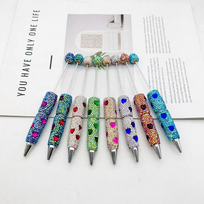 Creative colorful love full diamond ballpoint pen DIY beading electroplating handmade diamond set ballpoint pen cross-border hot sale spot