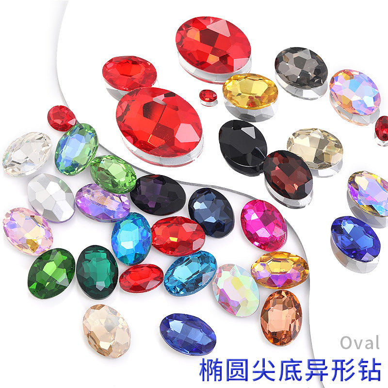 Oval Pointed Bottom Diamond Rhinestones - Crystal Glass Hair Accessories Wedding Dress Decoration