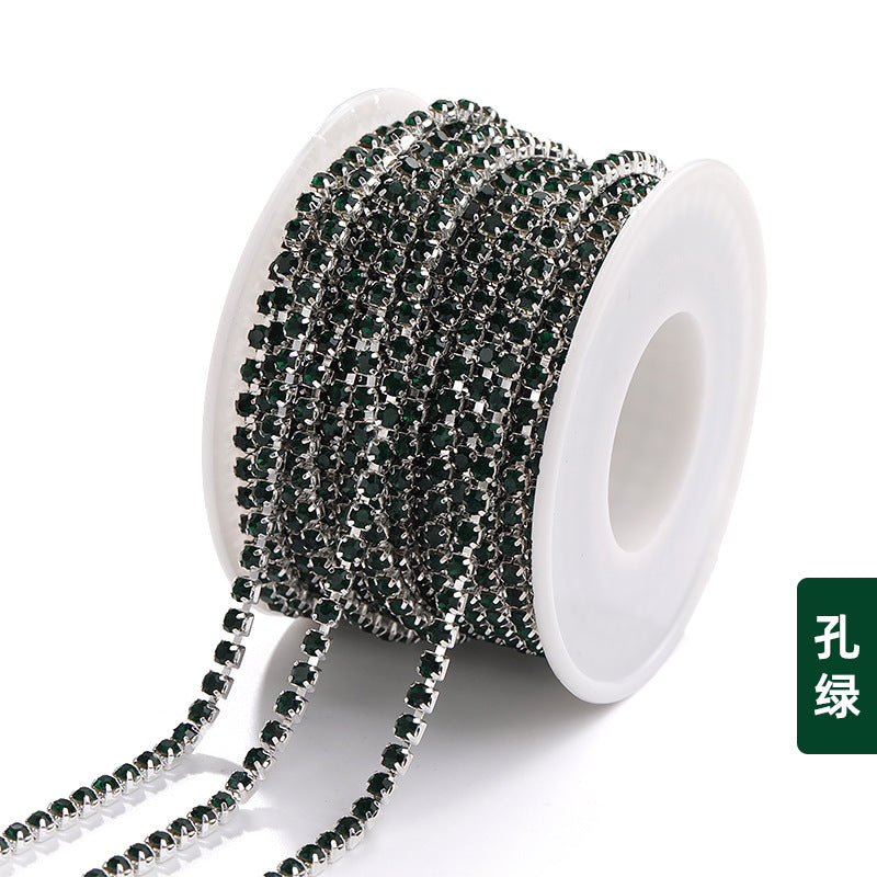 Hot Selling Multicolor White K Claw Chain 2 2.5 2.8 3mm Dense Crystal Glass Drill Claw Chain DIY Clothing Decorations