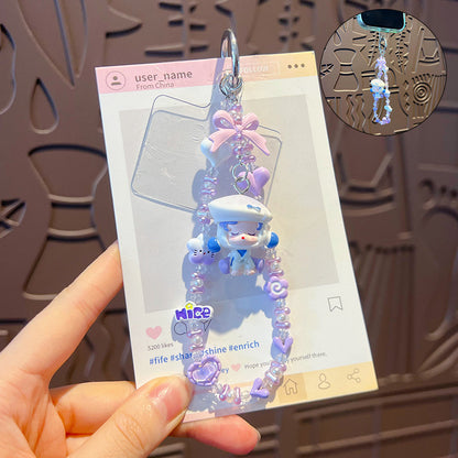 Handmade DIY bubble cute particles beaded mobile phone chain doll pendant women's bag keychain doll pendant