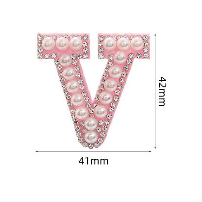Hot Heat Patch Stickers with 26 English Letters DIY Accessories Clothing Accessories White Diamond Pink Nonwoven Fabric Stickers
