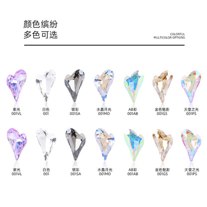 K9 Crooked Peach Heart Diamond, Real Silver Base Nail Diamond, Phone Case Diamond, Diamond for Suitcases, Clothing, Accessories, Irregular Heart-shaped K9 Diamond