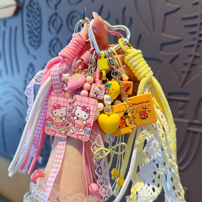 Creative handmade DIY beaded handbook keychain miu bag pendant couple keychain small pendant accessories