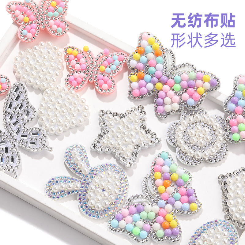 Rabbit Rhinestone Pearl Patch - Hot Diamond Sticker Clothes Shoes Flower Hair Accessories