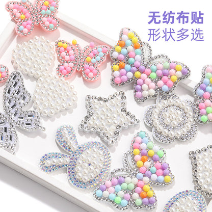 Rabbit Rhinestone Pearl Patch - Hot Diamond Sticker Clothes Shoes Flower Hair Accessories