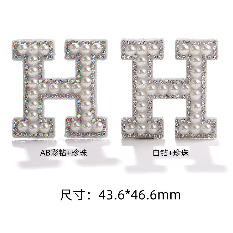 English Letter Hot Patch Stickers - 26 Letters White Imitation Pearl DIY Clothing Accessories