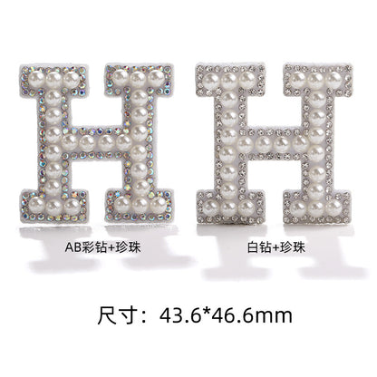 English Letter Hot Patch Stickers - 26 Letters White Imitation Pearl DIY Clothing Accessories