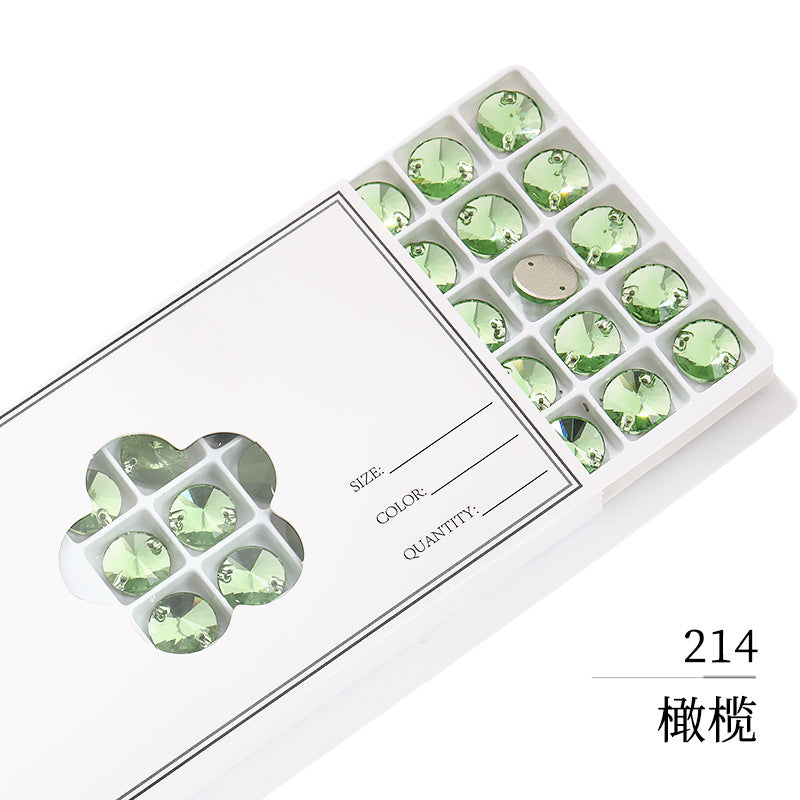 Flat Bottom Hand-Sewn Diamond K9 Satellite Round Flat Buckle Double Hole Punched Hand-Sewn Diamond Wedding Dress Apparel Accessories Super Flash Satellite