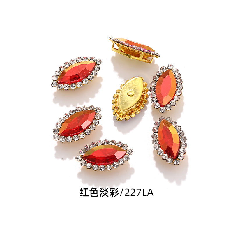 Horse Eye Sunflower Double-layer Hand-Stitched Diamond Shaped Edge Glass Diamond Clothing Bag DIY Accessories Manufacturer Wholesale