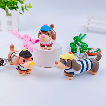 Creative Exquisite Trendy Dachshund Dog Doll Keychain - 3D Cartoon Puppy Couple Bag Pendant