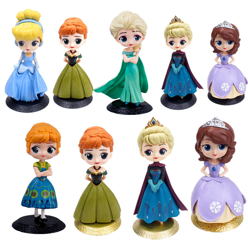 Q version of the girl, the 2nd generation of the ice and snow series princess, the 3rd generation of Elsa, the cake decoration ornaments, the figure model scene decoration
