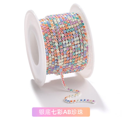 Factory supply pearl claw chain AB color chain 2mm dense claw chain DIY phone case diamond chain handmade material accessories