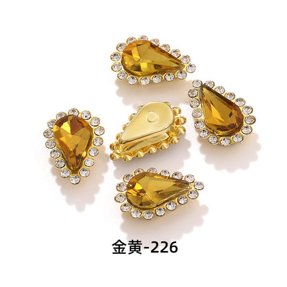 Colorful pointed waterdrop sunflower edged flower plate diamonds double-layer hand-sewn glass diamonds - clothing, hair accessories, DIY accessories