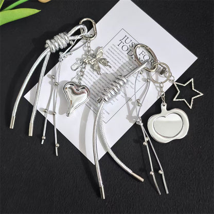 MIU series high-end pendant silver love keychain butterfly festival bag pendant braided rope accessories