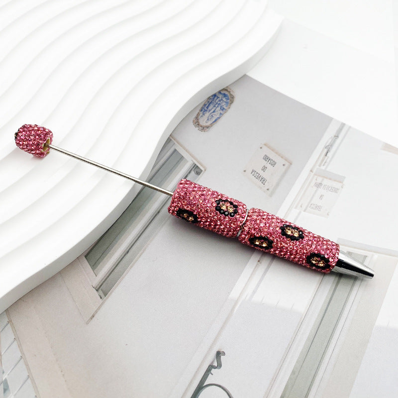 Leopard print full diamond ballpoint pen creative DIY beading pure handmade diamond set ballpoint pen advertising gift pen spot wholesale