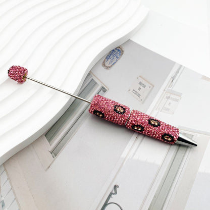 Leopard print full diamond ballpoint pen creative DIY beading pure handmade diamond set ballpoint pen advertising gift pen spot wholesale