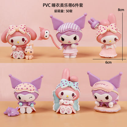 Sweetheart pajama party fen color Melody purple Kuromi figure cartoon blind box gacha car ornament