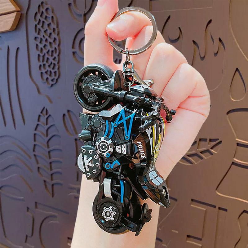 Creative Cartoon Cool Pullback Heavy Motorcycle Keychain - School Bag Ornament Car Key Chain Small Gift