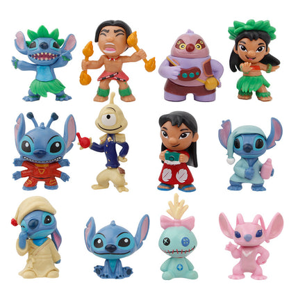 Interstellar Baby Stitch Figure Blind Box 12-piece Set Cartoon Anime Doll Car Ornament Cake Decoration Gift