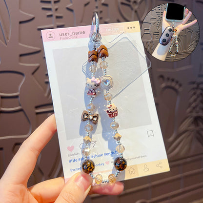 Creative DIY Maillard Beaded Mobile Phone Chain Pendant Women's Handmade KT Car Bag Keychain Charm Accessories