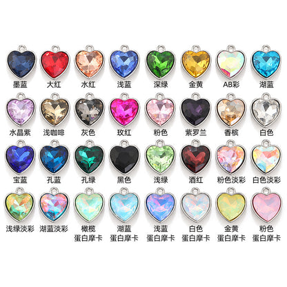 Heart-inlaid 12MM peach heart single crystal pendant bracelet, headpiece, flower tray material, DIY accessory pendant