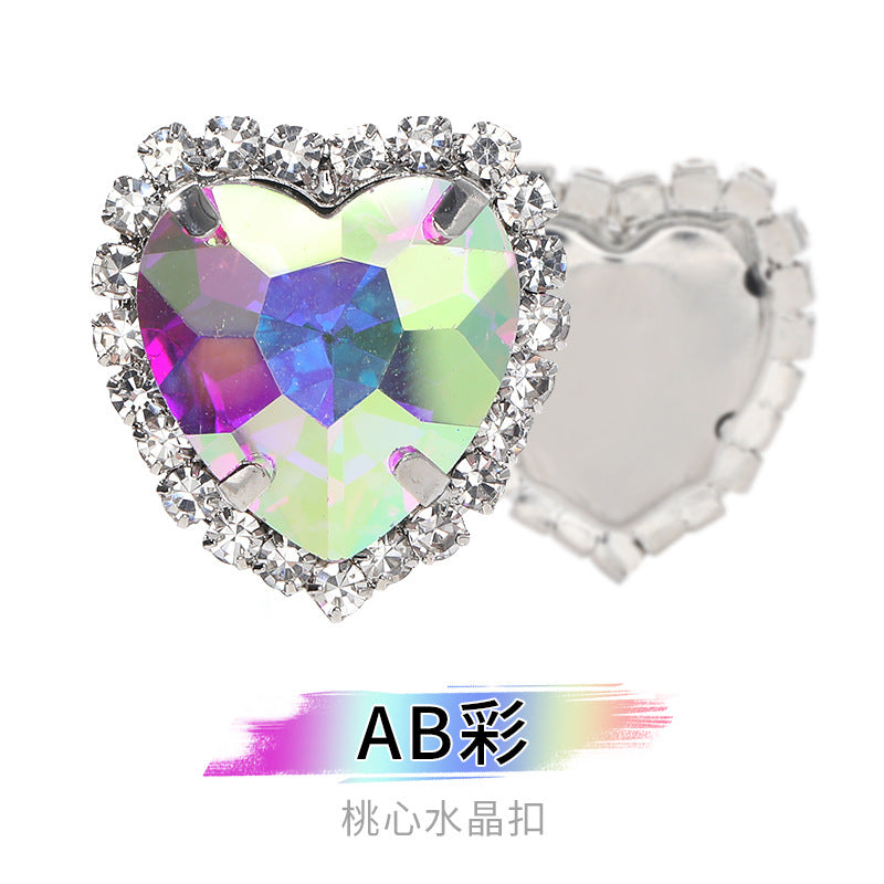 Heart-Shaped Crystal Claw Rhinestones - Hand-Sewn Hat Shoe Accessories Crystal Buckles