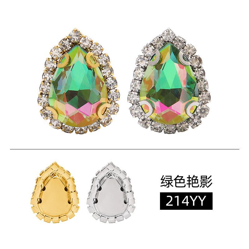 New waterdrop copper crystal buckle with vivid light color thickened base strap hole claw diamond shoes and hats and clothing accessories