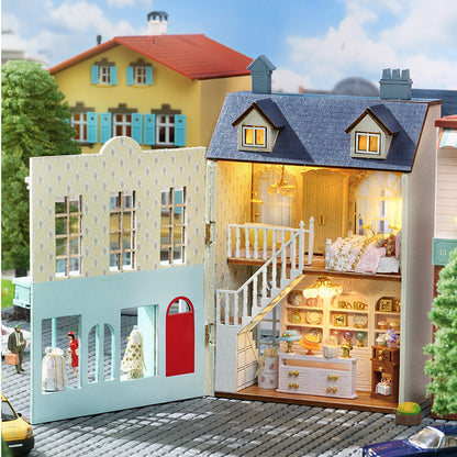 Wisdom House DIY Cottage Mini Home Series Wooden Handmade Can Be Opened and Closed Homemade Multi-level Gift Girls