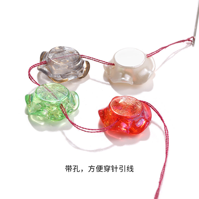 High-Gloss ABS Imitation Pearl Beads - Perforated Beige White Camellia Hairpin Jewelry DIY Accessories