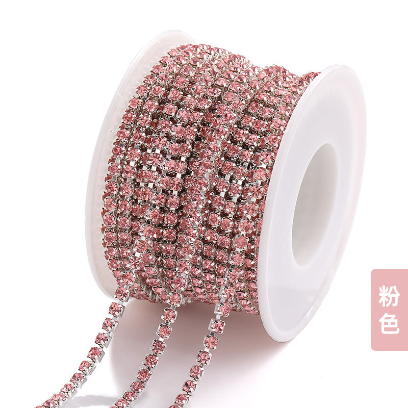 Hot Selling Multicolor White K Claw Chain 2 2.5 2.8 3mm Dense Crystal Glass Drill Claw Chain DIY Clothing Decorations