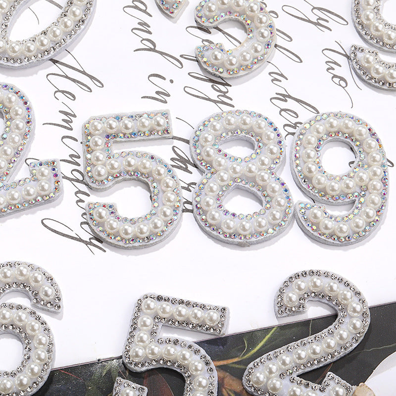 Hot Patch Non-Woven Digital Patches - DIY Clothing Accessories White Imitation Pearl Diamond