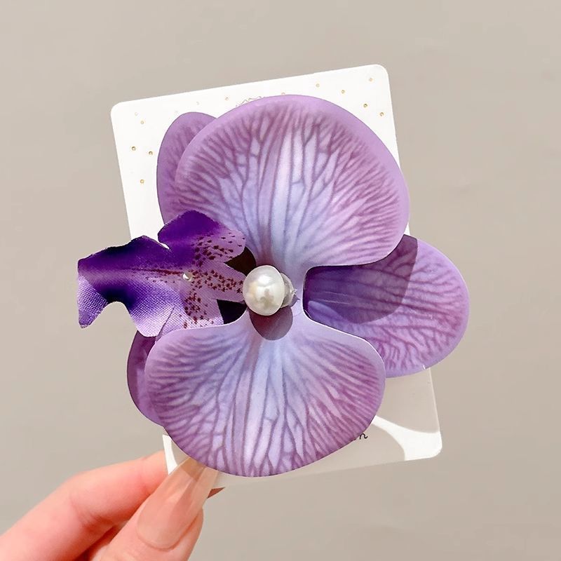 Flower hairpin female hottie photo headgear retro super fairy atmosphere blue beautiful new Chinese side clip hair accessories