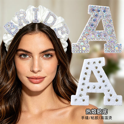 In stock AB color hot stamp diamonds, pearl letter embroidery badges, badges, patch patches, apparel accessories, full diamonds, full diamonds