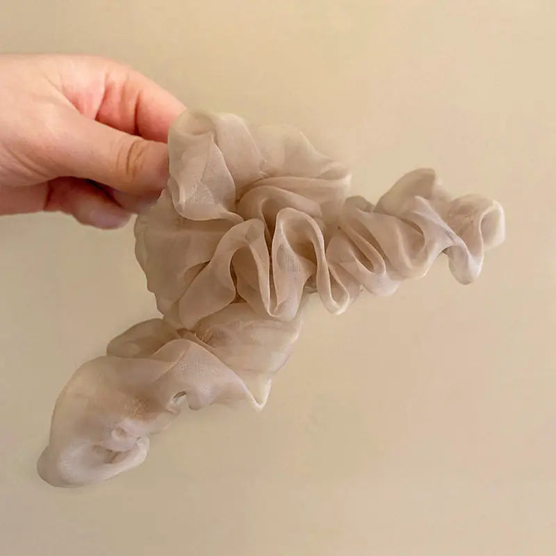 Korean Style Super Fairy Pleated Mesh Claw Clip for Women, 2026 New Large Shark Hair Clip at the Back of the Head, Updo Hair Clip